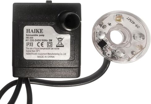 Submersible Pump Compatible with Haike HK-300,3W, 4 colored leds,for water cicle in Kuwait