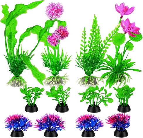 12 Pcs Fish Tank Plants Plastic Aquarium Plants, Fish Tank Accessories Aquarium Decorations Fishs Tanks Decor Aquariums Decor Plastic Plant in Kuwait