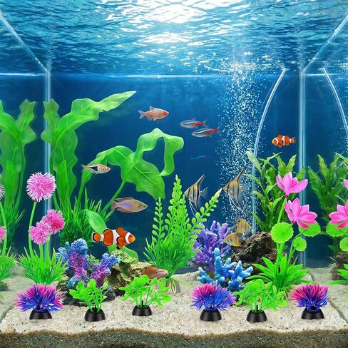 12 Pcs Fish Tank Plants Plastic Aquarium Plants, Fish Tank Accessories Aquarium Decorations Fishs Tanks Decor Aquariums Decor Plastic Plant in Kuwait