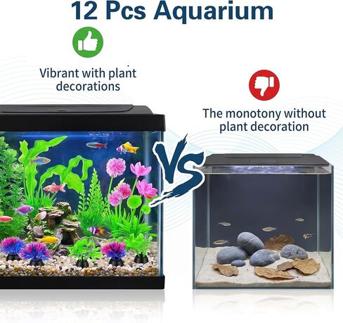 12 Pcs Fish Tank Plants Plastic Aquarium Plants, Fish Tank Accessories Aquarium Decorations Fishs Tanks Decor Aquariums Decor Plastic Plant in Kuwait