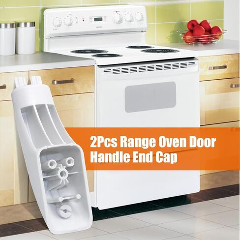 WB07K10043 2Pcs Range Oven Door Handle End Cap, Compatible with GE Stove, Replaces 242805, AH228368, AP3140301, WB07T10144, WB07X10132, White in Kuwait
