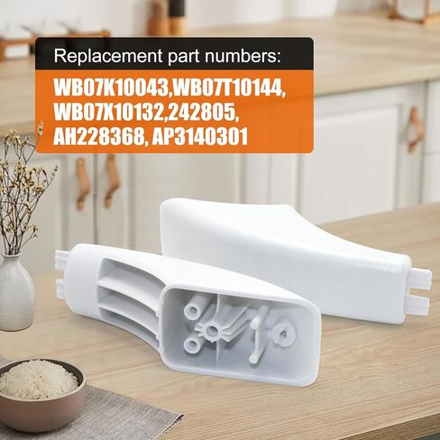 WB07K10043 2Pcs Range Oven Door Handle End Cap, Compatible with GE Stove, Replaces 242805, AH228368, AP3140301, WB07T10144, WB07X10132, White in Kuwait