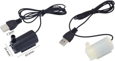 USB-Powered Submersible Water Pump, 5V 1A Silent DC Mini Pump for Small Fountains, Aquariums, Pet Waterers & Tabletop Gardens – 3m Head, 2-3L/min Flow, Compact 43x23mm Black in Kuwait