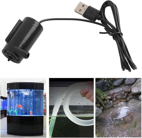 USB-Powered Submersible Water Pump, 5V 1A Silent DC Mini Pump for Small Fountains, Aquariums, Pet Waterers & Tabletop Gardens – 3m Head, 2-3L/min Flow, Compact 43x23mm Black in Kuwait