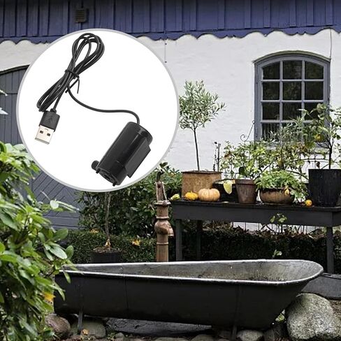 USB-Powered Submersible Water Pump, 5V 1A Silent DC Mini Pump for Small Fountains, Aquariums, Pet Waterers & Tabletop Gardens – 3m Head, 2-3L/min Flow, Compact 43x23mm Black in Kuwait