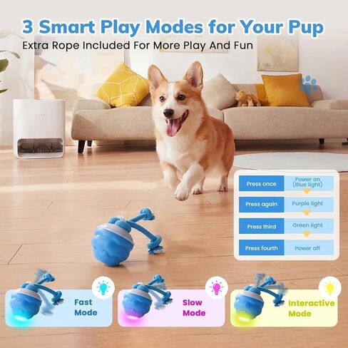 Dog Toys, Interactive Dog Toys, Motion Activated Balls for Medium/Large Dogs, Smart Moving Dog Ball Herding Ball with 3 Play Modes & Realistic Bark Sound, Keep Pets Busy for Small Large Breeds in Saudi Arabia