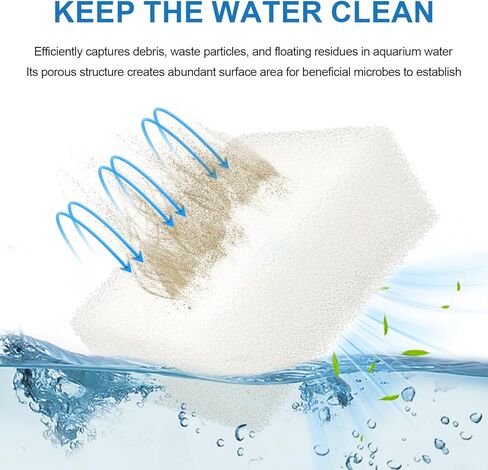 Aquarium Replacement Filter Sponge Media Pads, Foam Insert Compatible with AquaClear 70/Fluval 70 Power Filters, Reusable Fish Tank Filter Media for 40-70 Gallon Aquariums - 6 Pack in Kuwait
