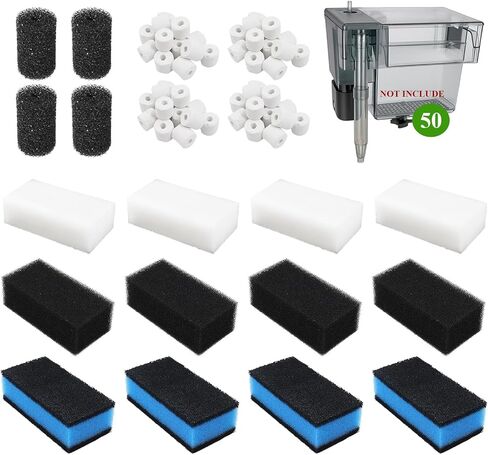 Poweka 20PCS Filters Replacement Media Kit for AquaClear 50 Power Filter, Aquarium Filter Sponge and Activated Carbon Pad for Fish Tank Filter for 20-to-50 Gallon Aquariums in Kuwait