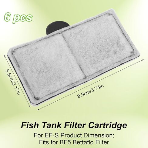 6 قطع خراطيش فلتر متوافقة مع Top Fin، EF-S، BF5، BETTAFLO، PF10 3.7x2.1 بوصة فلتر بديل لتنقية مياه حوض السمك in Kuwait