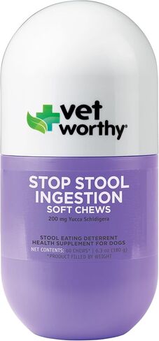 Vet Worthy Coprophagia Deterrent for Dogs - Pet Supplement with Chamomile, Yucca Schidigera to Stop Stool Eating for Dogs - Contains Parsley to Naturally Freshen Breath - 60 Soft Chews in Kuwait