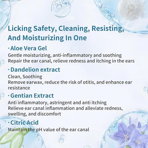 Dog Ear Cleaner, Contains Aloe Vera, Relieves Itching, Removes Earwax Buildup, Debris, Odors, Non Irritating, with Extended Soft Silicone Dropper, For Dogs and Cats, 1 Bottles (2.03 oz in total) in Saudi Arabia
