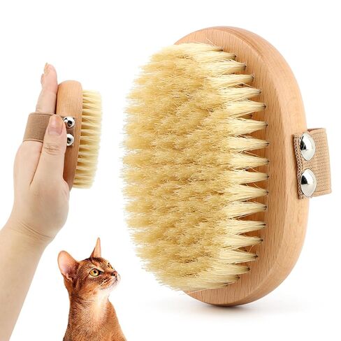 Soft Boar Bristle Pet Palm Brush for Short Haired Dogs and Cats with Band, Reduce Shedding,Ergonomic Dog Brush(Soft dog brush) in Kuwait