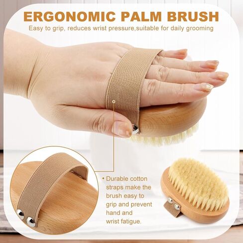 Soft Boar Bristle Pet Palm Brush for Short Haired Dogs and Cats with Band, Reduce Shedding,Ergonomic Dog Brush(Soft dog brush) in Kuwait