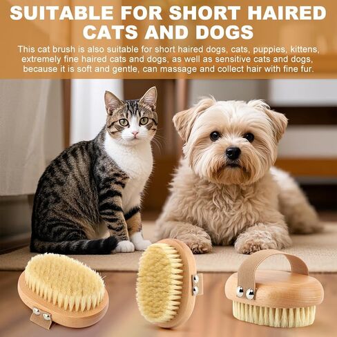 Soft Boar Bristle Pet Palm Brush for Short Haired Dogs and Cats with Band, Reduce Shedding,Ergonomic Dog Brush(Soft dog brush) in Kuwait