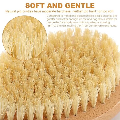 Soft Boar Bristle Pet Palm Brush for Short Haired Dogs and Cats with Band, Reduce Shedding,Ergonomic Dog Brush(Soft dog brush) in Kuwait