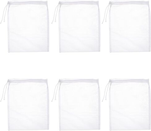 6 Pack Aquarium Media Bag, 7.8x6.1 Inch Fine Mesh Bag Reusable Nylon Media Bags Filter Bags for Carbon, Bio Balls, Ceramic Rings, Volcano Rock (White Transparent) in Kuwait