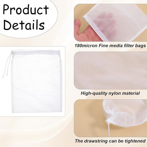 6 Pack Aquarium Media Bag, 7.8x6.1 Inch Fine Mesh Bag Reusable Nylon Media Bags Filter Bags for Carbon, Bio Balls, Ceramic Rings, Volcano Rock (White Transparent) in Kuwait
