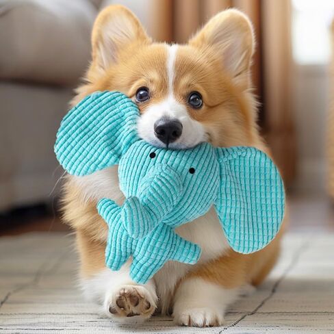 Squeaky Dog Toys for Aggressive Chewers, Tough Durable Chew Toy for Small Medium Large Dogs, Interactive Dog Toys to Keep Them Busy, Stuffed Plush Pet Stimulation Dogs Toy Gift, Blue Elephant in Kuwait