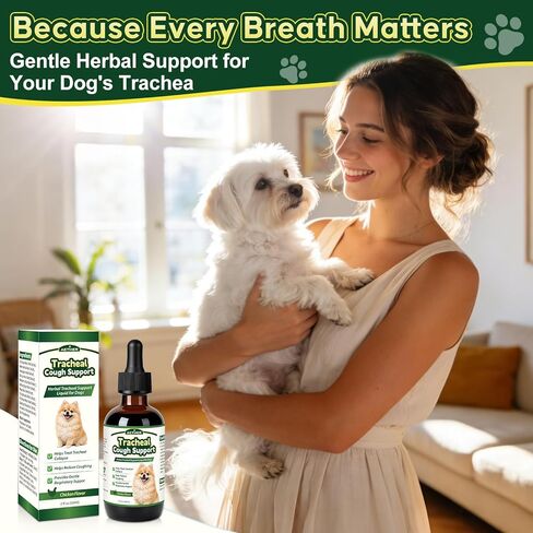 Trachea Cough Elixir, Collapsed Trachea Support for Dogs, Tracheal & Respiratory Airway Liquid, Dog Cough Relief Drops for Small Breeds, Natural Herbal Formula 2 fl oz Chicken Flavor in Kuwait