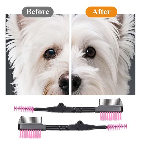 6 Packs Double-Head Grooming Comb for Dogs Eyes Comb Grooming Tear Stain and Eye Cleaning Combs Eye Cleaning Brush for Pets Removing Crust, Mucus for Small Dogs and Cats(Pink) in Kuwait