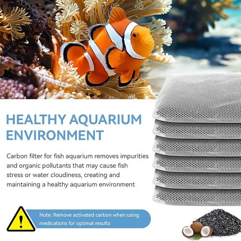 6 Pack Aquarium Activated Carbon Bags, Chemical Aquarium Filter Media, Activated Charcoal Fit for Marineland All C-Series and Magniflow Canister Filters, Rite-Size S, T and X, Fish Tank Carbon Filte in Kuwait