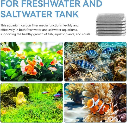 6 Pack Aquarium Activated Carbon Bags, Chemical Aquarium Filter Media, Activated Charcoal Fit for Marineland All C-Series and Magniflow Canister Filters, Rite-Size S, T and X, Fish Tank Carbon Filte in Kuwait