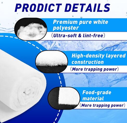 2 Pcs Filter Floss for Fish Tank, 17.6 Ounces Polyester Filter Cotton for Freshwater & Saltwater, White Fiber Sponge for Filtration, Aquarium Filter Floss, Aquarium Filter Media in Kuwait