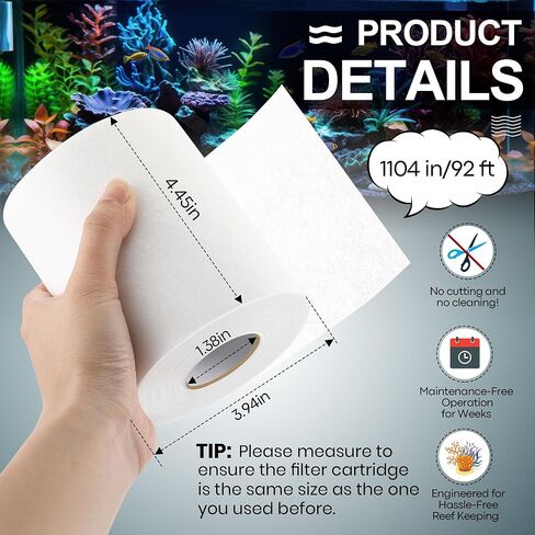 Dreyoo Replacement Fleece Roll Compatible with Reef 500, 92' Long x 4.45" High, High Efficiency Filtration for Reef Aquariums, Easy to Install and Use in Kuwait
