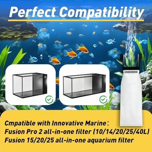 6 قطع من أكياس فلتر 200 ميكرون متوافقة مع Marine Fusion Pro 2 AIO 10/14/20/25/40L وFusion AIO 15/20/25 Desktop Aquarium، وجوارب فلتر قابلة لإعادة الاستخدام لتصفية الشوائب بشكل فعال in Kuwait