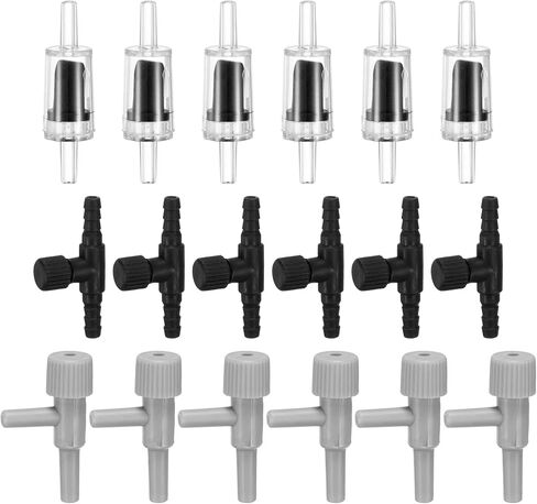 M METERXITY 1-Set Aquarium Air Valve, for 3/16" Airline Tubing PVC Aquarium with L-Shape Air Control Valves Check Valves for Fish Tanks/Aquaculture, Regulators Air Pump Adjustable [Black] in Kuwait