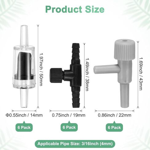 M METERXITY 1-Set Aquarium Air Valve, for 3/16" Airline Tubing PVC Aquarium with L-Shape Air Control Valves Check Valves for Fish Tanks/Aquaculture, Regulators Air Pump Adjustable [Black] in Saudi Arabia