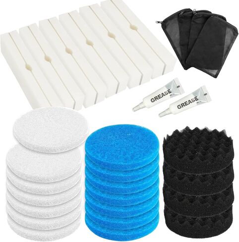 30 Pcs Filter Media Replacement Set with Quick Clear/Water Polishing Pads, Foam Pads, Fish Tank Filter Mesh Bags, Silicone Lube for Fluval Fx2 Fx4 Fx5 Fx6, Freshwater, Saltwater Aquariums in Kuwait