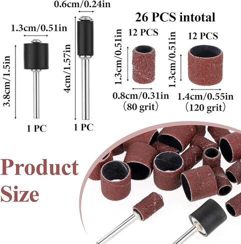 26 Pack Nail Grinder for Dogs Replacement Kit Pet Nail Grinder Replacement Kit with Grit Sanding Bands Pet Smoother Claw Care Dog Claw Grooming Supplies(80#/120#) in Kuwait