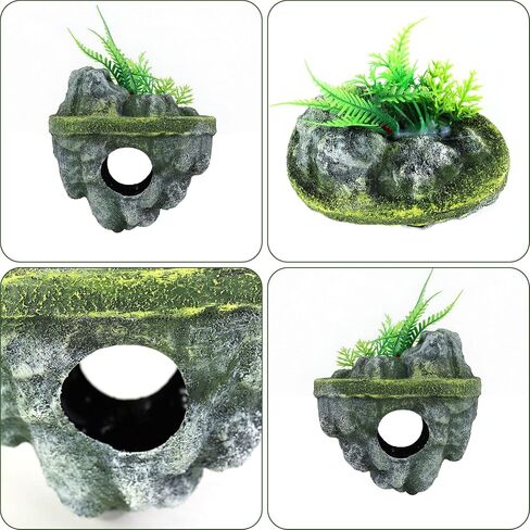 PVC Floating Aquarium Decoration, Exquisite Rockery Aquarium Decor, Realistic Workmanship Fish Tank Decor, Hideaway Floating Rock Landscape for Betta, Shrimp, Reptile Habitat (Colorful) in Kuwait