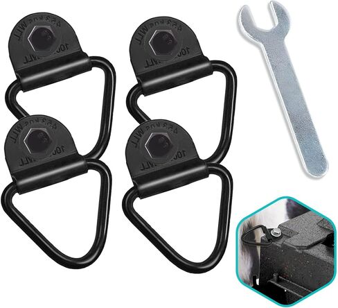 4 Pack Heavy Duty Tie Down Kit for Ruffland Kennels, 1000LB Load Capacity D-Ring Securing System with Bolts and Wrench for Easy Vehicle Installation in Kuwait