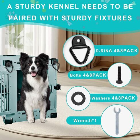 4 Pack Heavy Duty Tie Down Kit for Ruffland Kennels, 1000LB Load Capacity D-Ring Securing System with Bolts and Wrench for Easy Vehicle Installation in Kuwait
