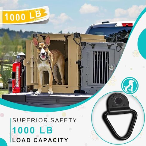 4 Pack Heavy Duty Tie Down Kit for Ruffland Kennels, 1000LB Load Capacity D-Ring Securing System with Bolts and Wrench for Easy Vehicle Installation in Kuwait