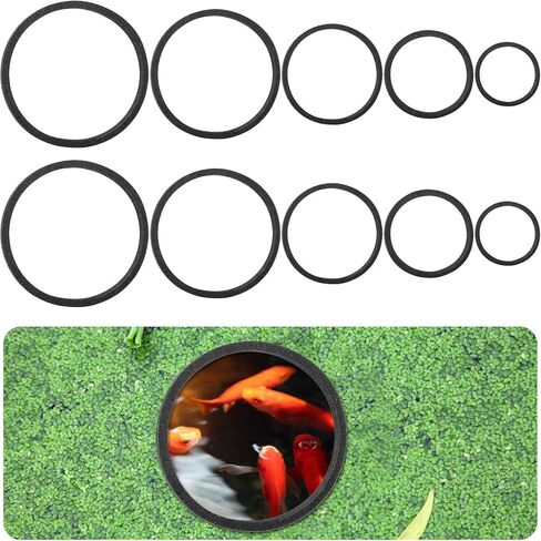 مجموعة حلقات تغذية الأسماك 10 قطع، حاجز نباتي عائم لحوض السمك، حلقات تغذية بيتا متعددة الأحجام لخزان الأسماك، حلقات تغذية طعام عائمة سوداء in Kuwait