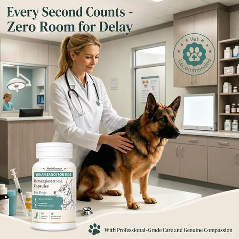Yun nan Sanqi Capsules for Dogs - Pure Root Powder with Ajuga for Hemangiosarcoma, Hemoabdomen, Pericardial Effusion, Ulcer-Related Bleeding, Cancer Bleeding, Severe Bruising - 90 Capsules in Kuwait
