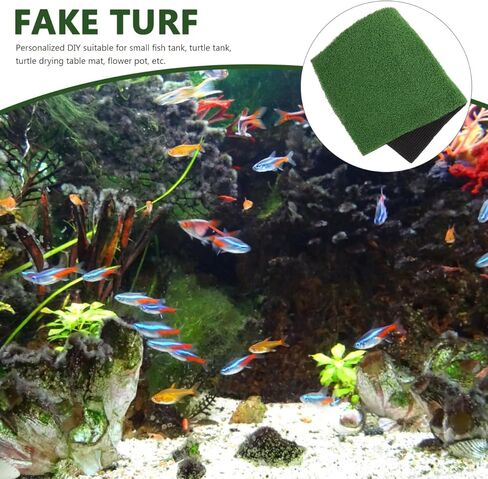 Angoily Artificial Grass Turf for Turtle Basking Platform, Simulation Grass Turf for Fish Tank, DIY Turtle Ramp, Reptile Climbing Platform in Kuwait