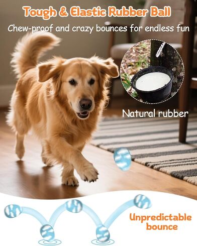 SCHITEC Squeaky Dog Toys for Aggressive Chewers, Tough Rubber Bouncy Balls for Boredom, Durable Pet Chew Toy Ball for Large Medium Breed Dogs (3.4 * 4.5inch) in Saudi Arabia