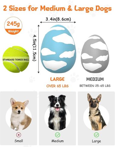SCHITEC Squeaky Dog Toys for Aggressive Chewers, Tough Rubber Bouncy Balls for Boredom, Durable Pet Chew Toy Ball for Large Medium Breed Dogs (3.4 * 4.5inch) in Saudi Arabia