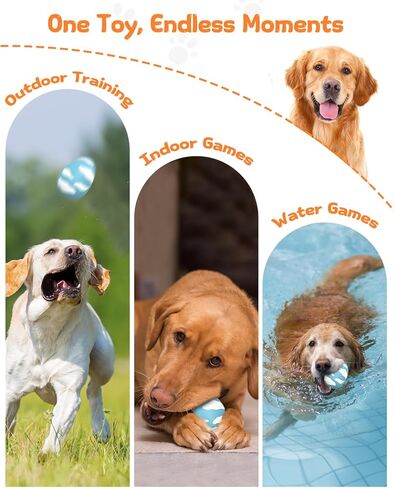 SCHITEC Squeaky Dog Toys for Aggressive Chewers, Tough Rubber Bouncy Balls for Boredom, Durable Pet Chew Toy Ball for Large Medium Breed Dogs (3.4 * 4.5inch) in Saudi Arabia