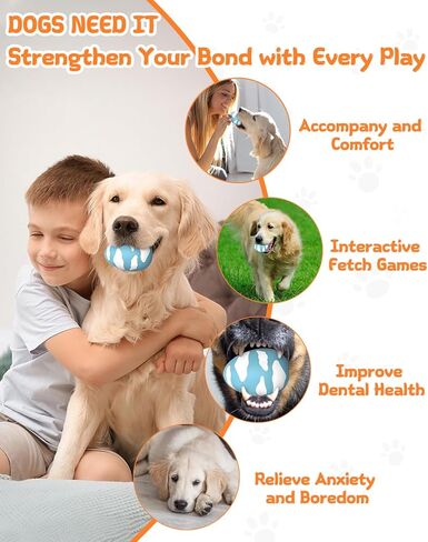 SCHITEC Squeaky Dog Toys for Aggressive Chewers, Tough Rubber Bouncy Balls for Boredom, Durable Pet Chew Toy Ball for Large Medium Breed Dogs (3.4 * 4.5inch) in Saudi Arabia