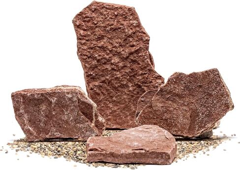 Natural Slate Stone for Aquariums, Fish Tanks, Terrariums, Aquascaping and Amphibian Enclosures, Mix of Large and Medium Size Rocks - by SubstateSource (10 Pounds, Red River) in Kuwait