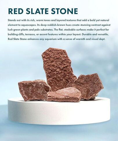 Natural Slate Stone for Aquariums, Fish Tanks, Terrariums, Aquascaping and Amphibian Enclosures, Mix of Large and Medium Size Rocks - by SubstateSource (10 Pounds, Red River) in Kuwait