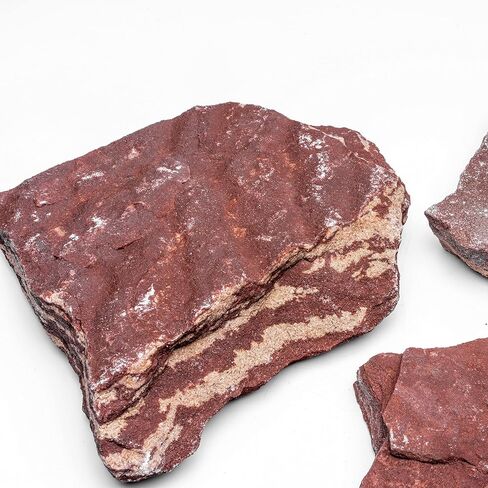 Natural Slate Stone for Aquariums, Fish Tanks, Terrariums, Aquascaping and Amphibian Enclosures, Mix of Large and Medium Size Rocks - by SubstateSource (10 Pounds, Red River) in Kuwait