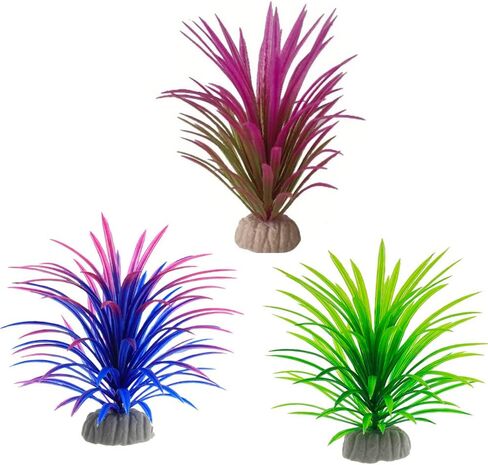 3 Pcs Artificial Aquarium Plants - Mini Fish Tank Landscaping Water Plants, Plastic Aquarium Decor for Household and Office Aquarium in Kuwait