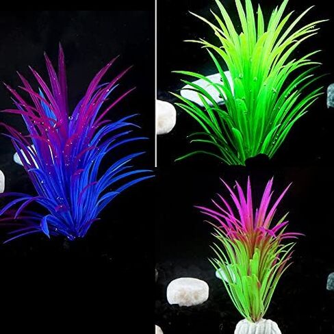 3 Pcs Artificial Aquarium Plants - Mini Fish Tank Landscaping Water Plants, Plastic Aquarium Decor for Household and Office Aquarium in Kuwait