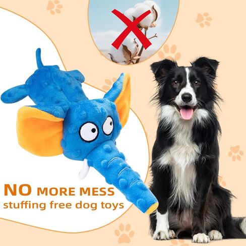 2 Pack Zesty Squeaky Dog Toys with Crinkle Paper & Squeaker - Plush Feel Stuffing-Free Chew Toys for Gentle Small and Medium Dogs, Puppy Teething Toys for Boredom Relief & Dental Care in Kuwait